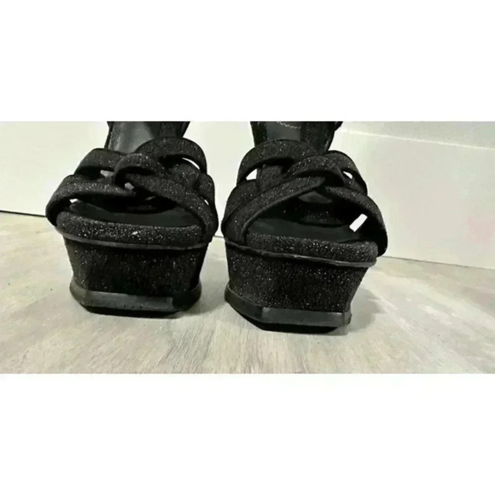 YSL Saint Laurent Women's Tribute Sandal Black‎ Sparkling Size 39 - Picture 10 of 12